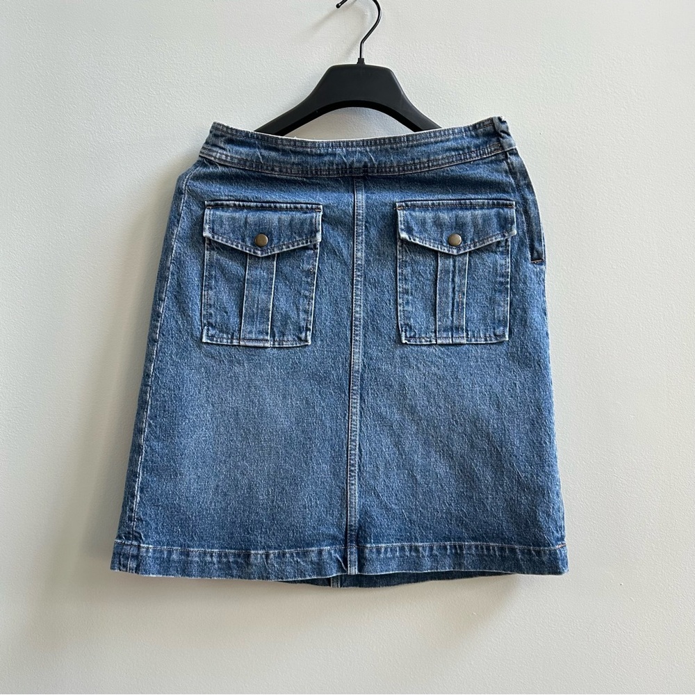 J. Crew Classic Flap Pocket Blue Denim Skirt, Size 27 - Picture 2 of 11